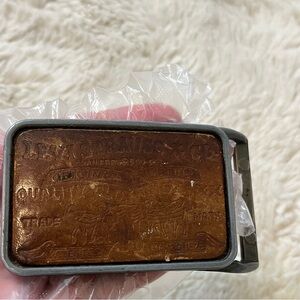 Levi Strauss Co Label Original Riveted  Vintage 80'S Leather Belt Buckle
